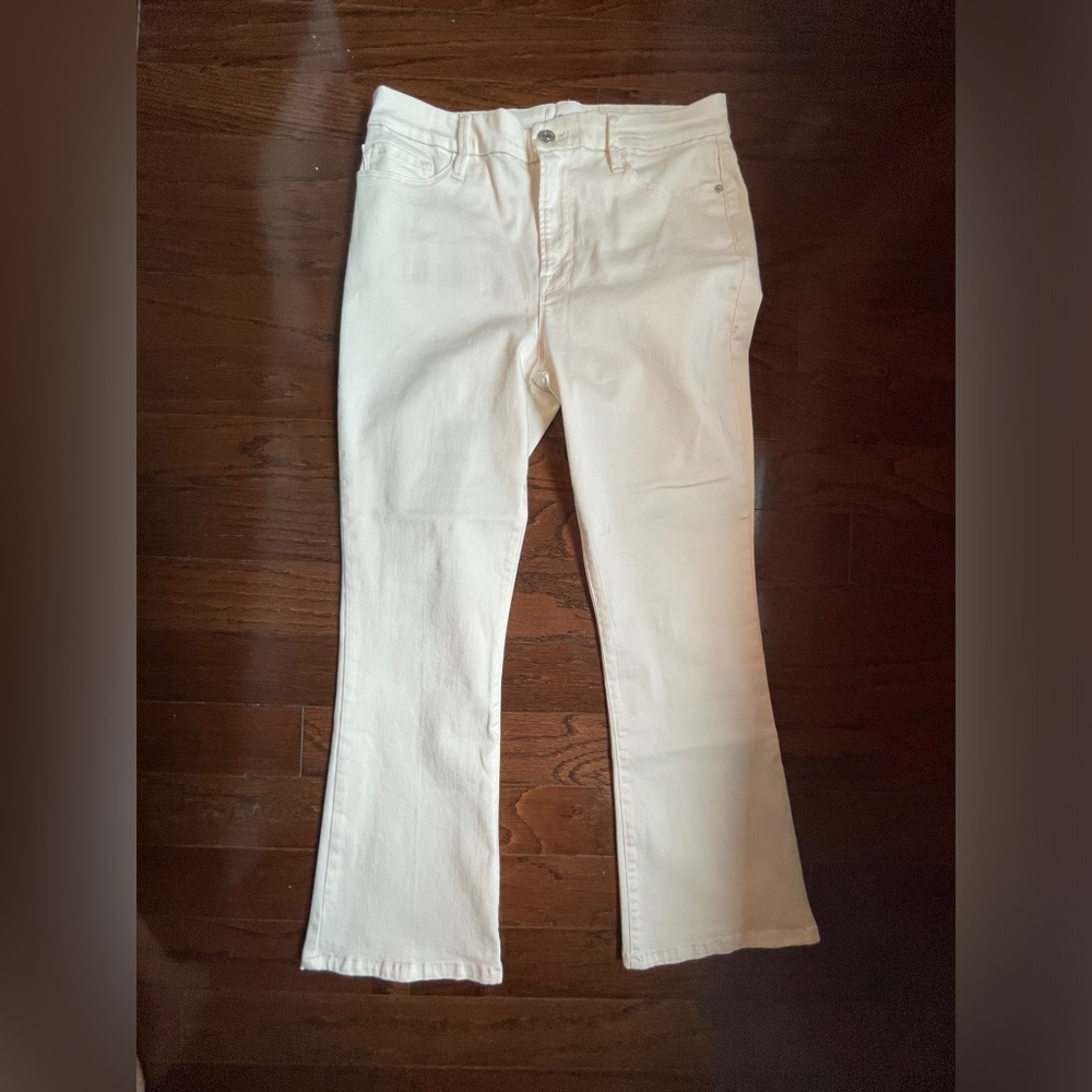 Frame Denim Le Crop Mini Boot White Jeans